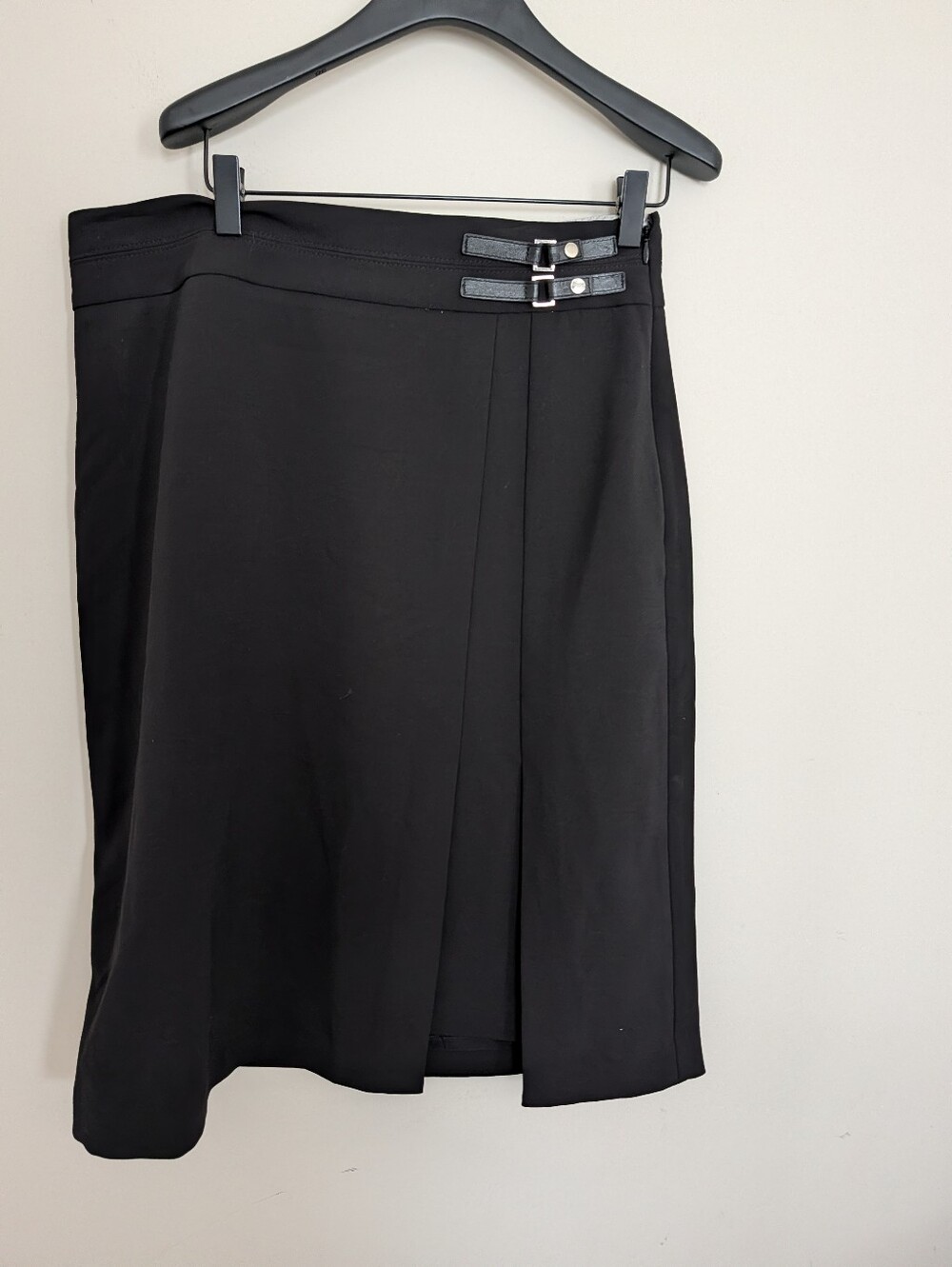 White House Black Market Black Pencil Skirt with Buckle Detail
